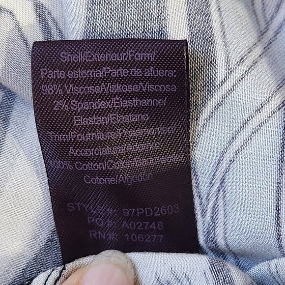 Hale Bob V-Neck Knit Top M Grey Blue Black Harness Print‎ Long Sleeve Stretch - Picture 9 of 10